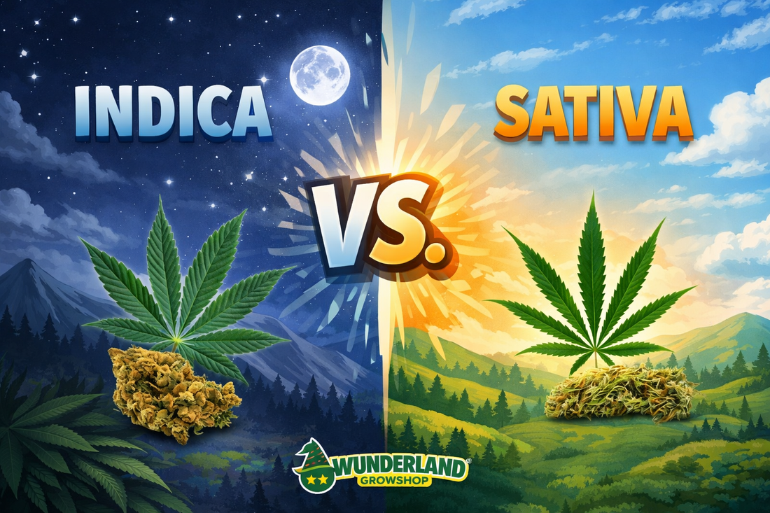Sativa vs. Indica Cannabis – Unterschiede in Wuchsform, Blätter und Genetik