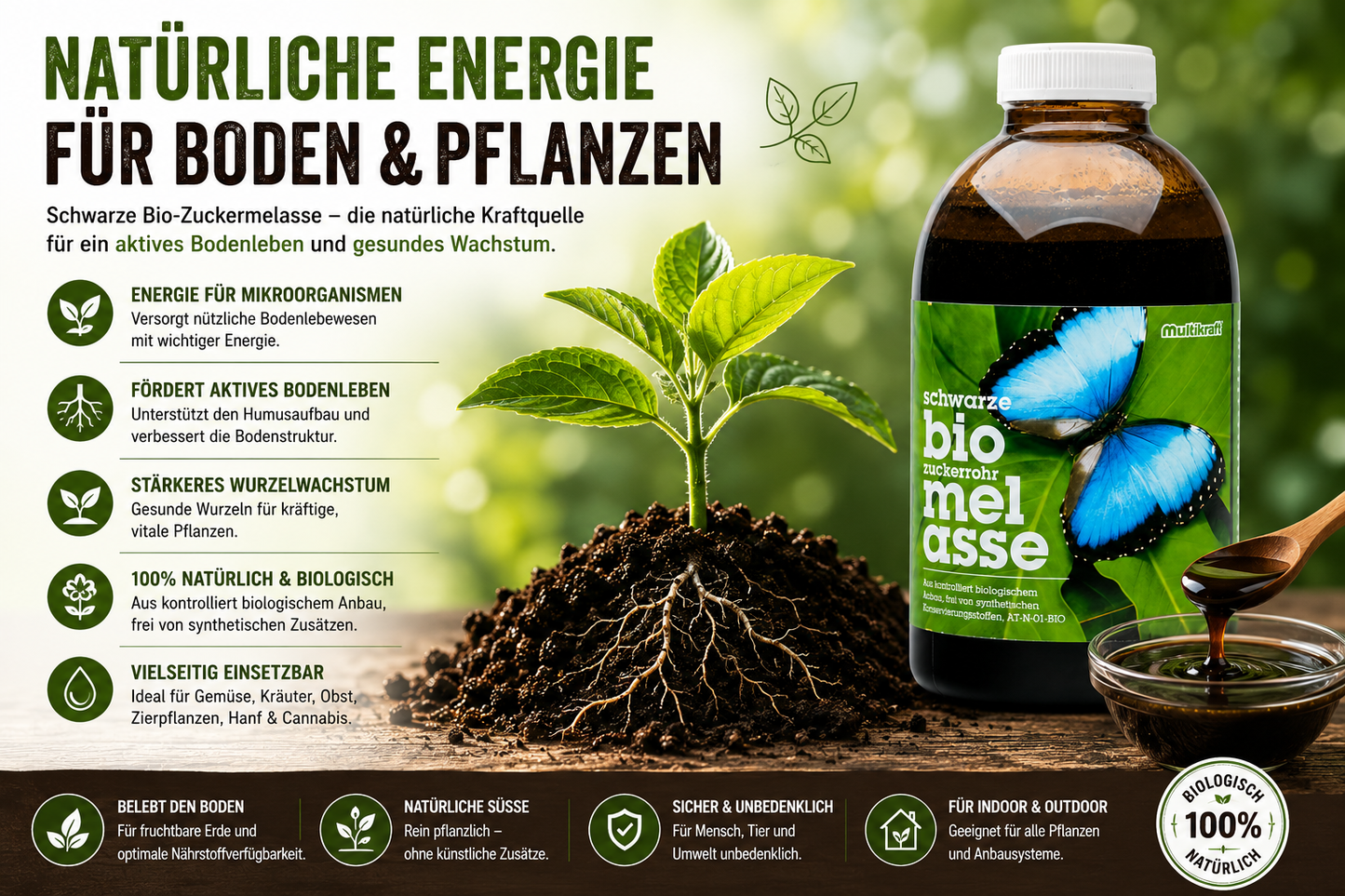 Bio Zuckerrohrmelasse - Natürlicher Booster für gesunde Pflanzen