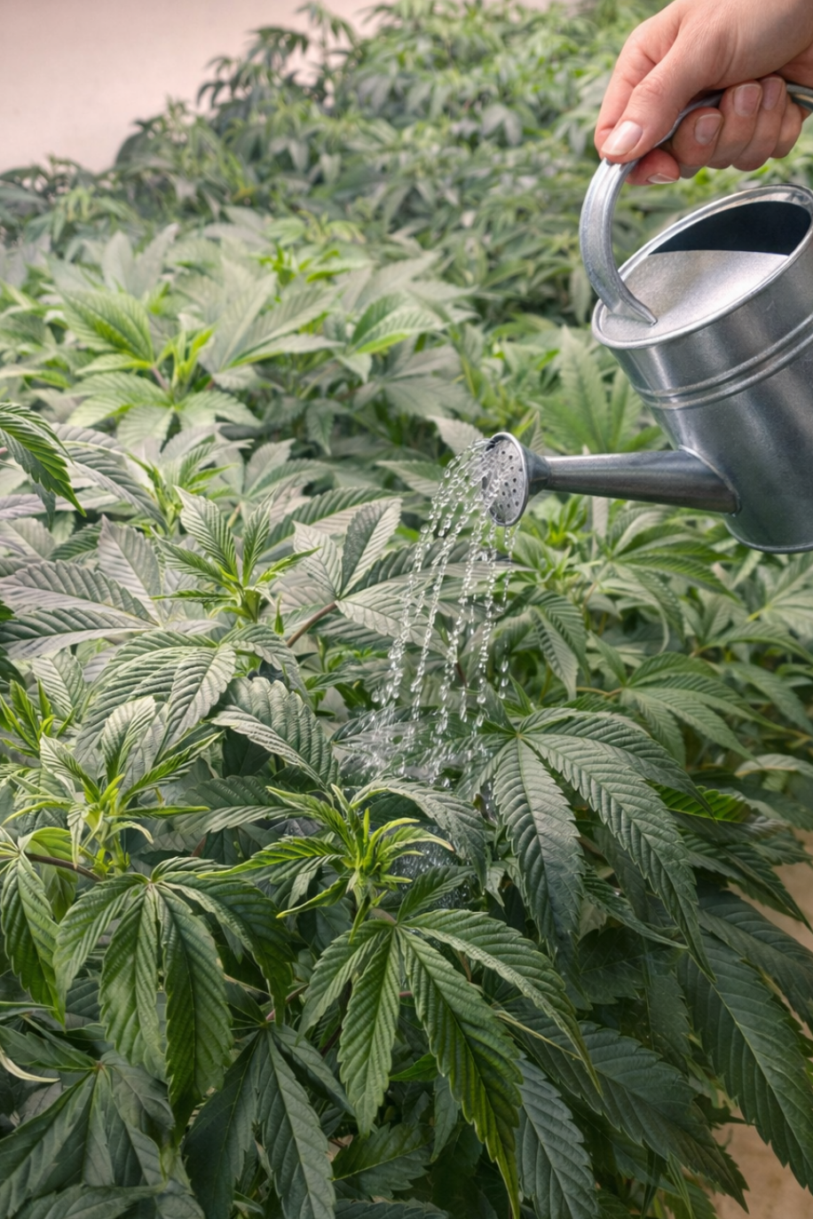Cannabis Stecklinge im Growraum richtig gießen und pflegen